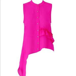 Nicole Miller Pink Asymmetrical Blouse